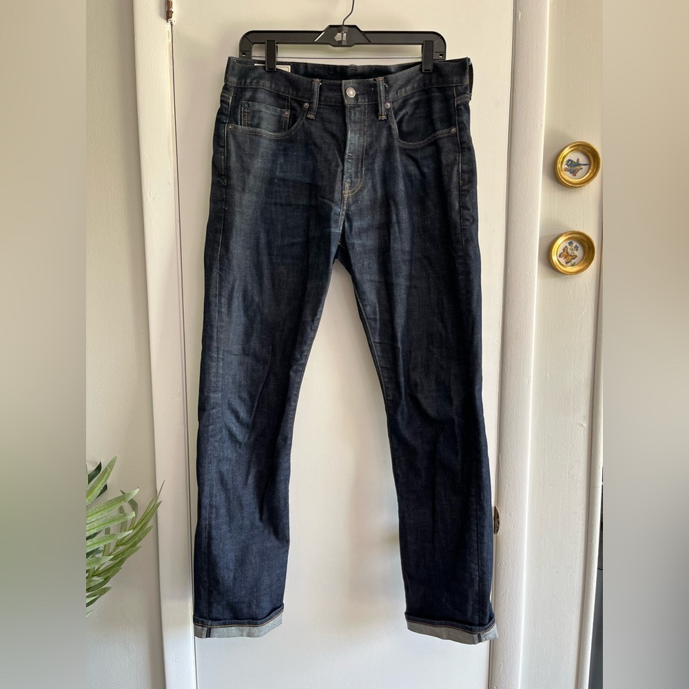GAP Men's Deep Indigo Slim Jeans 32/32 Cuffed Ankle